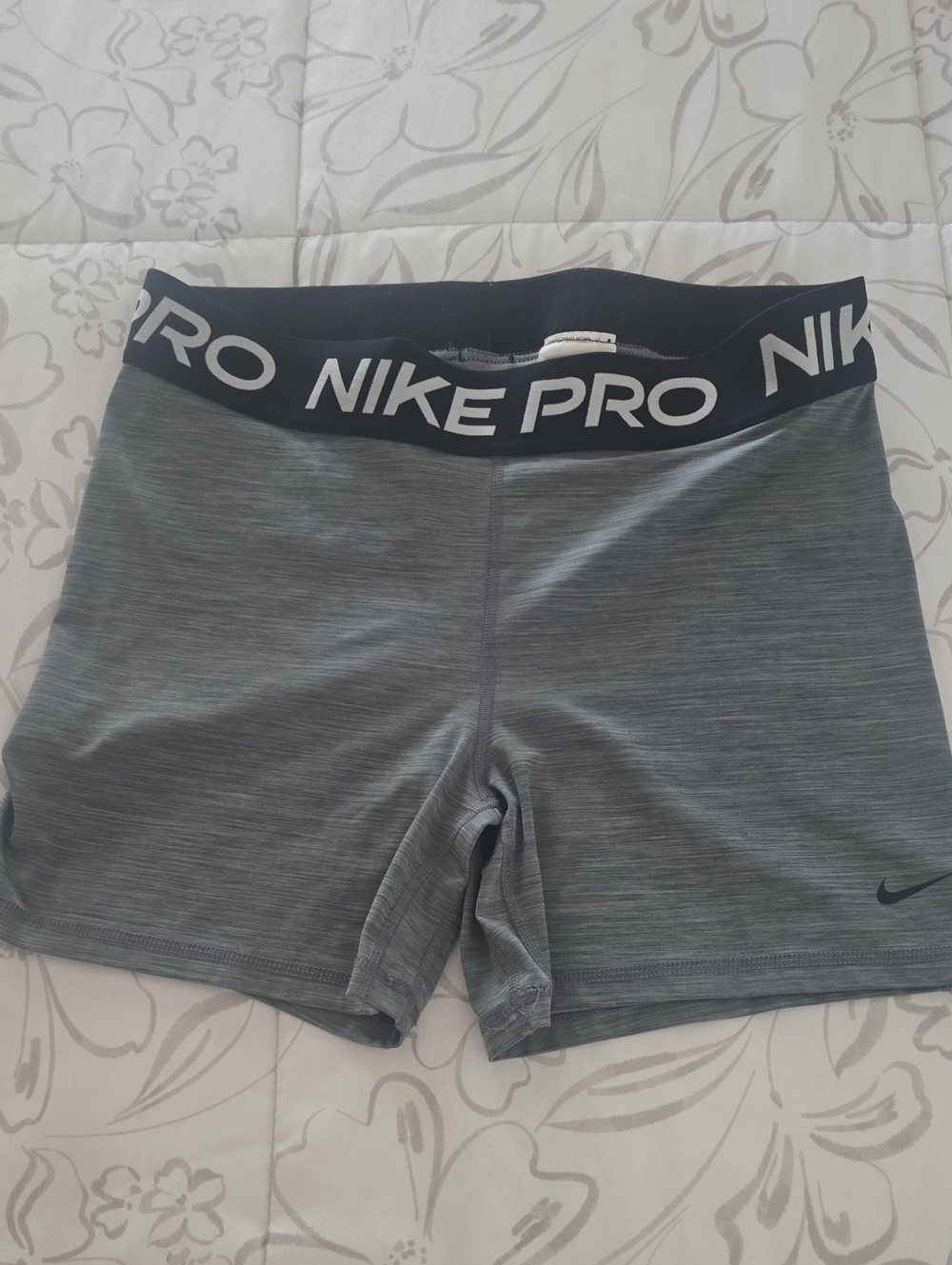 Nike Gray Performance Pro Shorts with Black Waistband